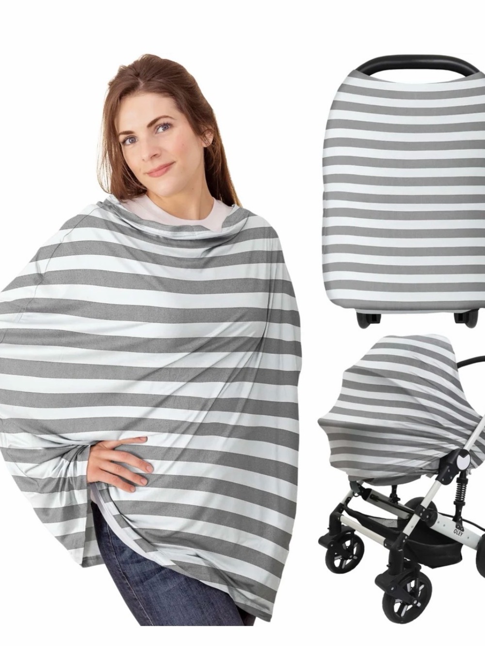 Striped BLACK & White Kids Nursing/Car Seat Cover - Multi-Use
